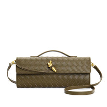 Geflochtene Damen Clutch aus Echtleder – Elegant & Vielseitig – Erdbraun