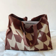 Unisex Shopper Tasche Canvas Strukturierter Look Lässig – Braun
