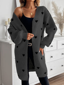 Lässige Herzmuster Strickjacke Für Damen | Perfekt für lässige Tage – Grau