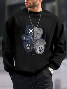 Lässiger Mode Crew Neck Baumwolle Sweatshirt für Männer | Perfekt für den Alltag – Schwarz