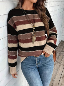 Fadina – Langärmeliger Strickpullover – Schwarz