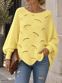 Zeyna – Langärmeliger Strickpullover – Gelb