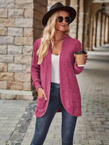 Lässiger warmer Fleece-Strickwaren-Cardigan für Damen | Perfekt für den Alltag – Rosarot