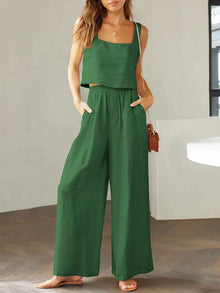 Scarlett | Damen Set Top Hose Koordiniert Elegant Modern – Grün