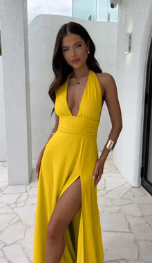 Madison™ – Damen Kleid mit Tiefem V-Ausschnitt Leicht und Vielseitig – Gelb