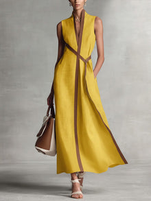 Nadine | Damen Leinenkleid Breeze – Leichtes Leinen Sommerkleid – Gelb