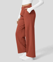 Sauzy | Hochtaillierte Stretch-Hose mit geradem Bein – Zinnober