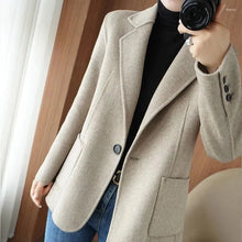 Tiberius | Herbst- und Winterverdickter Tweed Damen Blazer – Grau