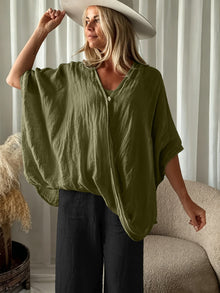 Winnie - Bluse Im Bohemian Stil Mit Weiten Ärmeln – Grün