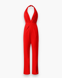Damen Stilvoll Tief Schnitt Jumpsuit | Elegante – Rot