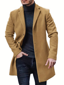 Warmer Knopf-Runter Mittellanger Trenchcoat Für Herren | Perfekt für den Alltagsgebrauch – Khaki