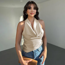 Ophelie | Neckholder-Top mit drapiertem Ausschnitt – Aprikose