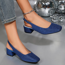 Ornela - Sandalen Mit Klobigem Absatz Und Eckiger Zehenpartie – Blau