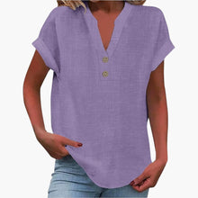 Damen Bluse mit V-Ausschnitt und kurzen Ärmeln – Lila 1