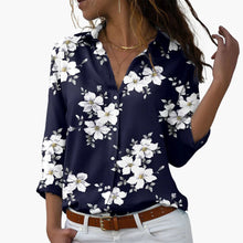 Sommer Top für Damen mit Blumenprint - Lässig & Modern – Marineblau