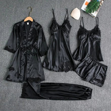 Audrey - 5 Teiliges Satin Set – Schwarz