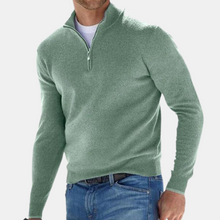 Klassischer Strickpullover mit Viertelreißverschluss für Herren – Grün