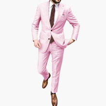 Herren Anzug zweiteilig mit Reverskragen und Slim Fit Hose – Rosa