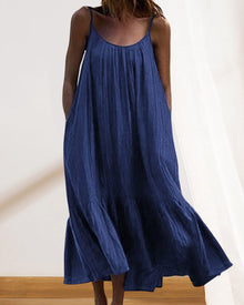 Fabiola® | Langes weißes Sommerkleid – Blau