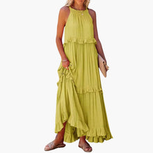 Maxikleid Stufen - Rüschenkleid für Damen, elegant & luftig – Gelb