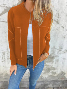 Elegante Strickjacke | Lässiger Schnitt & Reißverschluss | Zeitlos & Komfortabel – Orange