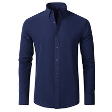 Benjamin | Classic Slim Fit Stretchable Langarm Business Hemd – Marineblau