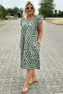 Luftiges Sommerkleid | Gerader Schnitt | Dezentes Muster – Grün