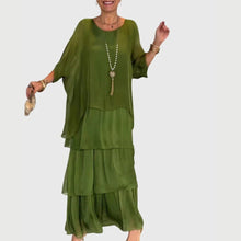Maja | Damen Boho Geschichtetes Maxi Shorts Kleid – Dunkelgrün