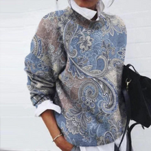 Damen Blumen Lässiger Pullover | Warme – Blau
