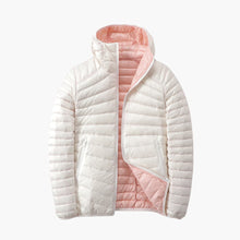 Damen Steppjacke mit Kapuze und Wendefunktion – Weiß/Rosa
