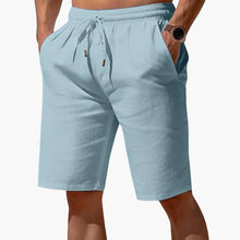 Herren Leinen Sommer Shorts mit Kordelzug und Taschen – Blau