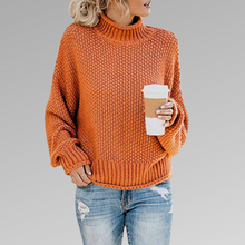Damen Pullover | Strick klassisch mit Stehkragen – Orange