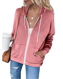 Alicia - Ein leichter Kapuzenpulli mit Reißverschluss und praktischen Taschen – Rosa