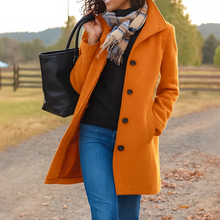 Damen klassischer Wintermantel mit Knopfleiste – Orange