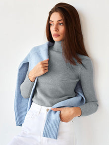 Klassischer Rollkragenpullover für Damen | Lässig – Grau