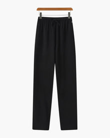 Adrian | Leichte Slim Fit Herren Sommer Leinenhose mit Kordelzug – Schwarz