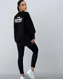 Zweiteiler mit Oversize-Sweatshirt | Schmale Hose | Urbaner Streetstyle – Schwarz