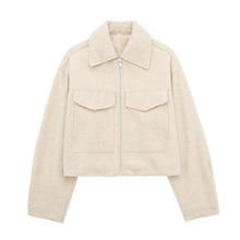 Strickjacke mit Kragen | Reißverschluss | Strukturierte Optik – Beige