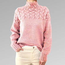 Strickpullover mit Zopfmuster | Hoher Kragen | Kuscheliger Komfort – Rosa