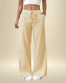 Mirayne - Fließende Wide-Leg-Hose – Zitronengelb