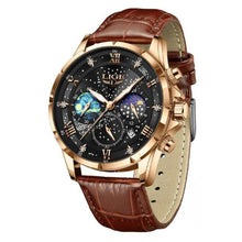 Stilvolle Mondphasen-Armbanduhr – Roségold Schwarz