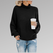 Gemütlicher Damen Strickpullover | Rollkragen – Schwarz