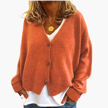Gwen – Langärmelige Strickjacke – Hellorange