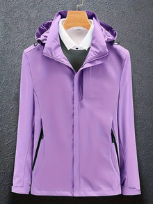 Irina | Damen Winddichte Winterjacke mit Kapuze – Violett