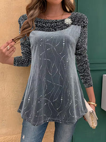 Zulikha – Elegantes Langarm-Oberteil – Grau