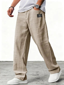 Lushan - Weite Leinen Hose – Khaki