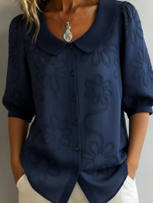 Blerta – Bluse Mit Blumen Muster Und Natürlicher Eleganz – Blau