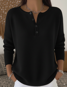 Belen - Softtouch-Henley-Sweatshirt – Schwarz