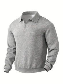 Finn | Geometrisches Design Vintage Reißverschluss Pullover – Grau