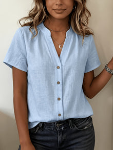 Salish – Kurzarm Bluse Mit Knöpfen – Blau